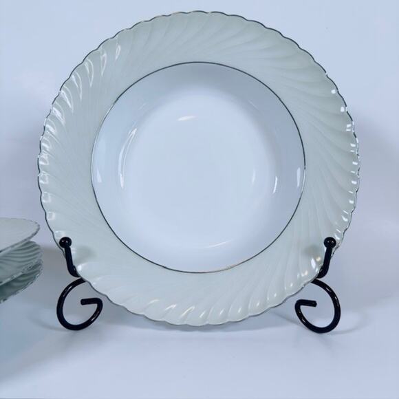 Royal Tettau South Wind Grey Green Rim Soup Bowl Gray/Green Border Swirled VTG - Picture 12 of 12